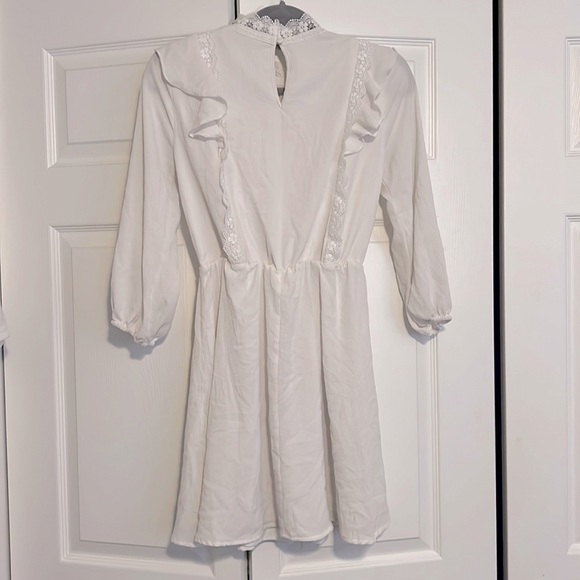 Maid White/Ivory Bibbed Longsleeve Dress Andrée by Unit - Picture 2 of 3
